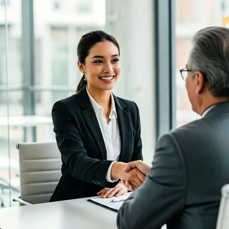 business professionals shaking hands during successful meeting